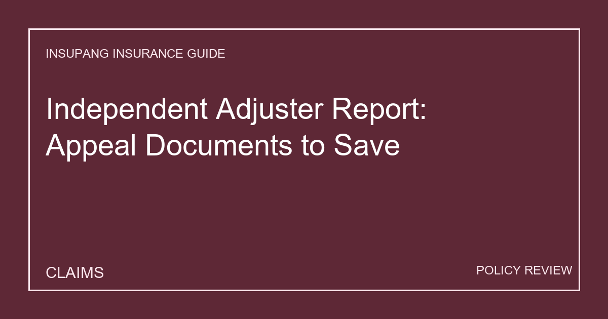 Independent Adjuster Report: Appeal Documents to Save - Insupang insurance guide thumbnail